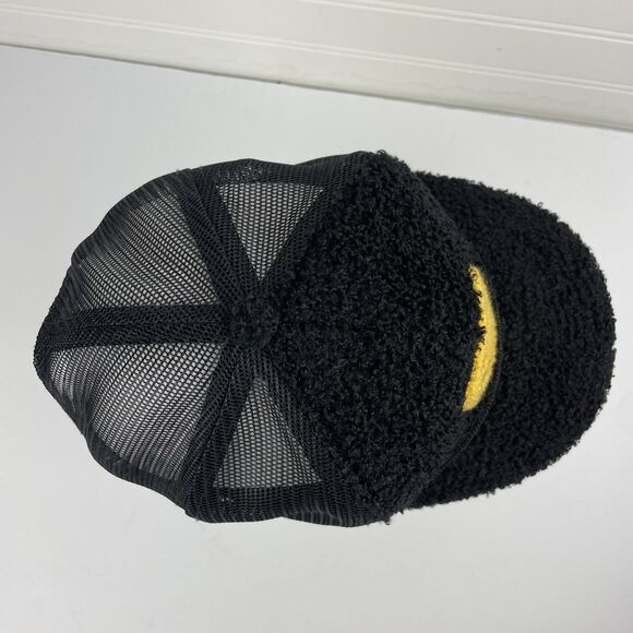 Happy To Be Here Smiley Double Blind Black Sherpa Trucker Snapback Mesh Hat Cap - Picture 6 of 9